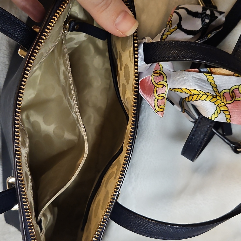 Kate Spade Navy Saffiano Leather Satchel Crossbody "Cedar Street Maise" - Picture 7 of 8